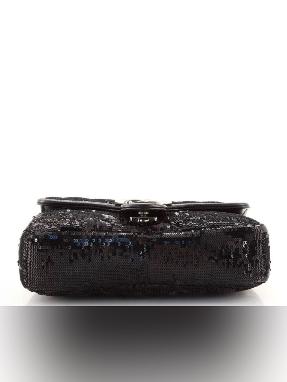 Gucci Black Sequin Shoulder Bag with Silver Double G Chain - Picture 4 of 6
